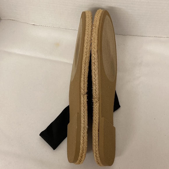 JustFab Aminta Flat Espadrilles Sandals Women’s Size 9 Black & Cream/Tan - Picture 4 of 8